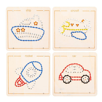 Wooden Rope Embroidery Montessori Toys Early Education 19.8cm 6