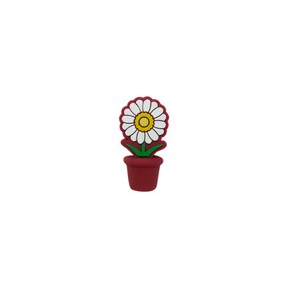 20Pcs 3D Silicone Focal Beads Potted Daisy With Flower Pot 8