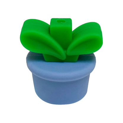 20Pcs Silicone 3D Focal Beads Flowerpot Grass With Leaf Detail 13