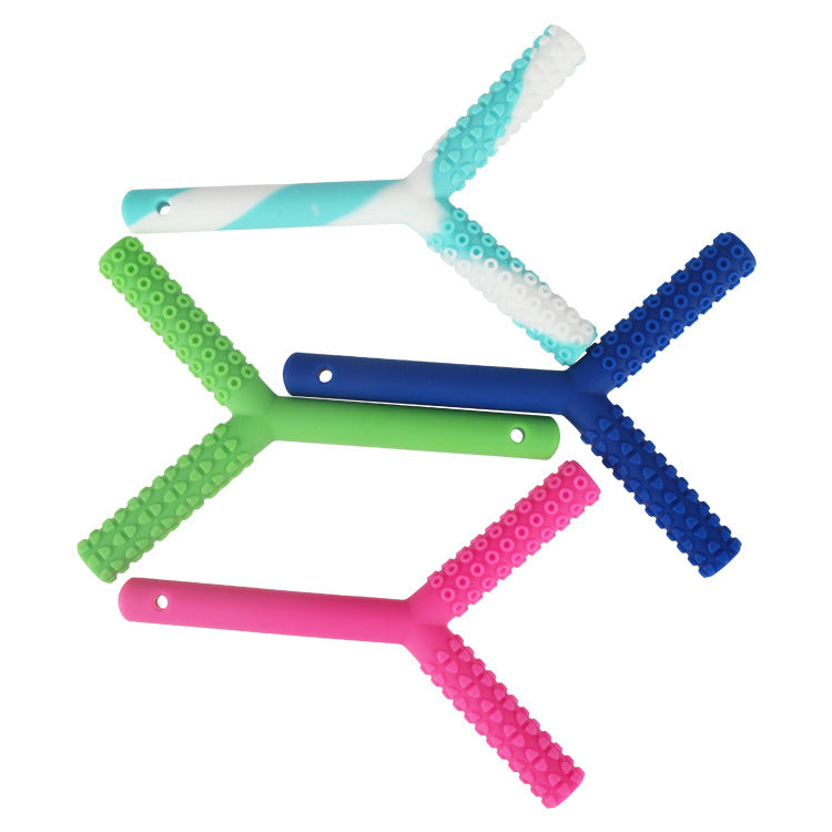 Orthodontic Y Shaped Silicone Teether Toy for Babies 4