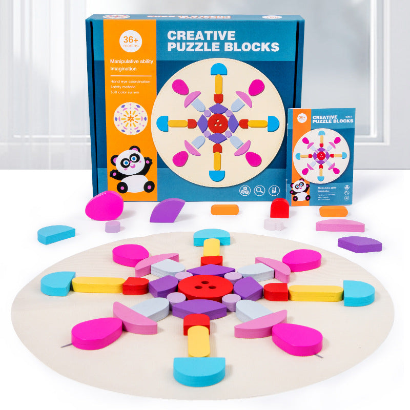 Wooden Three-Dimensional Puzzle Building Blocks Montessori Toy 2