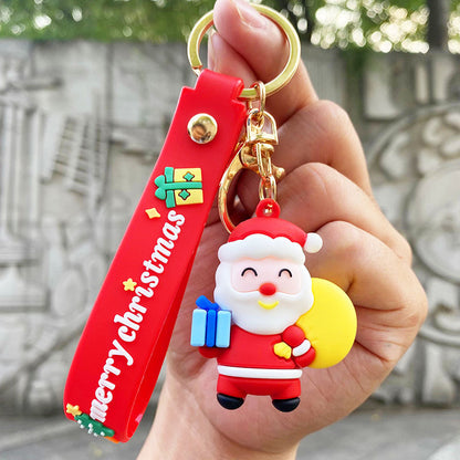 Cartoon Snowman PVC Keychain Christmas Holiday Charm 8