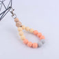 Contrast Wood Octagonal Silicone Bead Wristlet Keychain 9