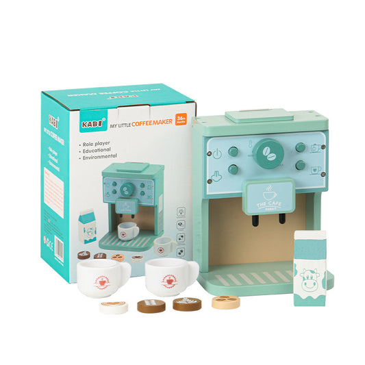 Wooden Simulation Coffee Machine Montessori Toys for Kids