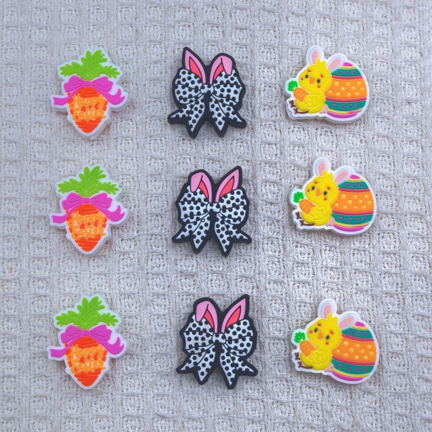20Pcs Silicone Focal Beads Easter Carrot Bunny Ear Bow 5