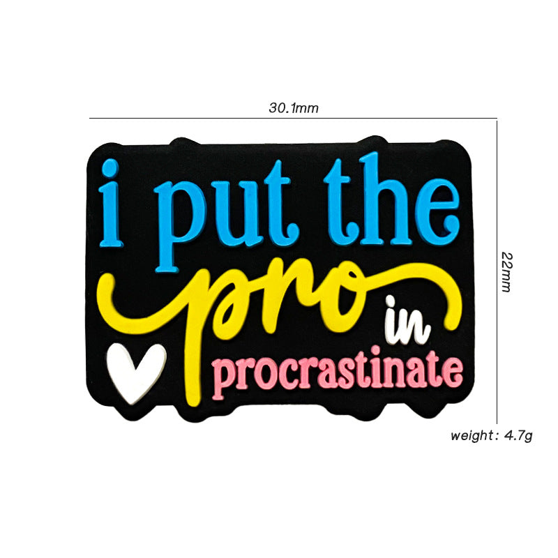 20Pcs Silicone Focal Beads English Text I Put The Pro In Procrastinate 2