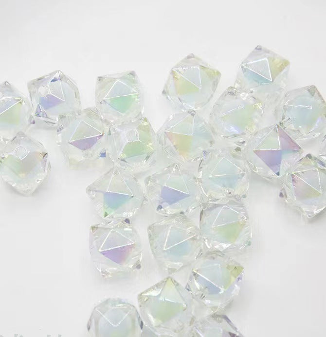 200pcs 16mm Diamond Acrylic Beads Transparent for Jewelry Making 16