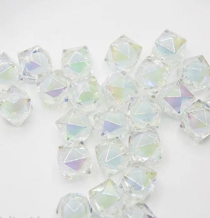 200pcs 16mm Diamond Acrylic Beads Transparent for Jewelry Making 16