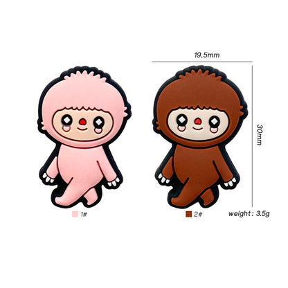 20pcs Silicone Focal Beads Cartoon Character Walking Pose Design