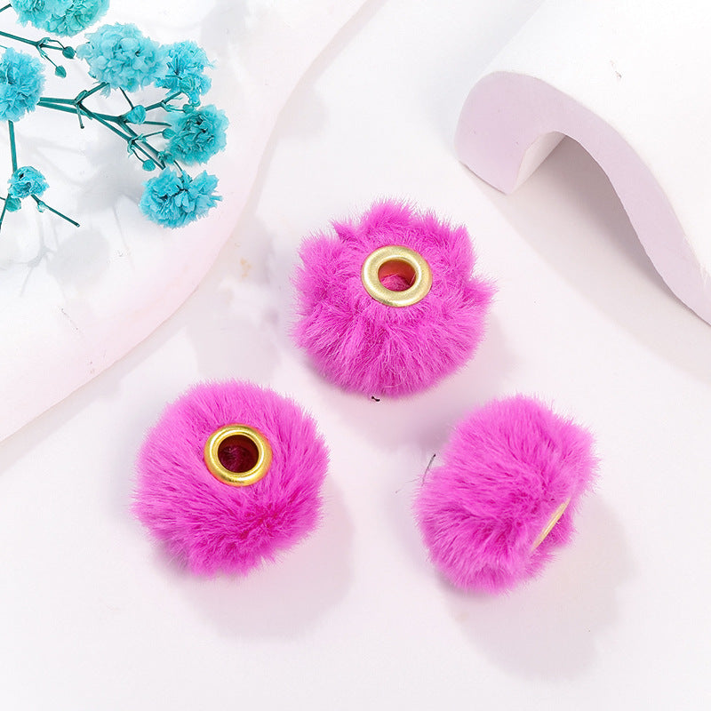 50pcs 20mm Fuzzy Abacus Large Hole Spacer Beads Imitation Rabbit Hair 9