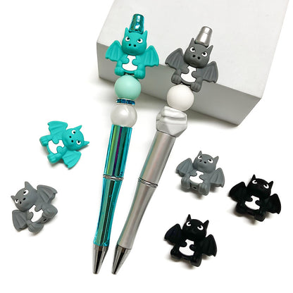 20Pcs Silicone 3D Focal Beads Small Dragon Animal Front Facing 2