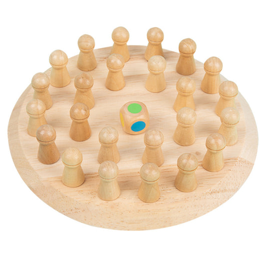 Wooden Memory Chess Educational Toy with Colored Dice