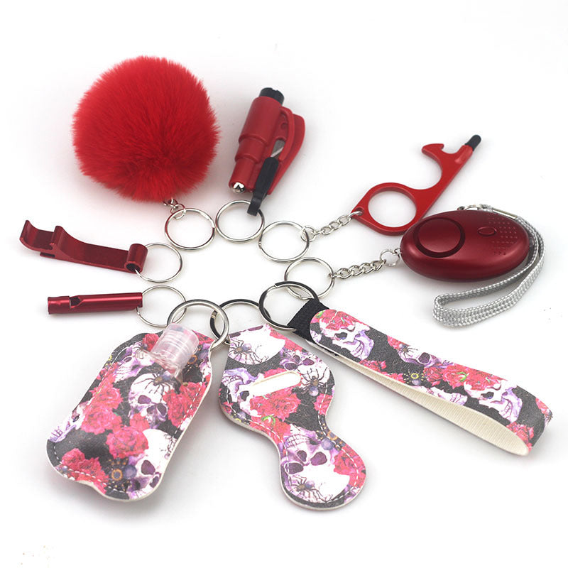 Outdoor Self Defense Alarm Whistle Pompom Keychain 10 Pack 11