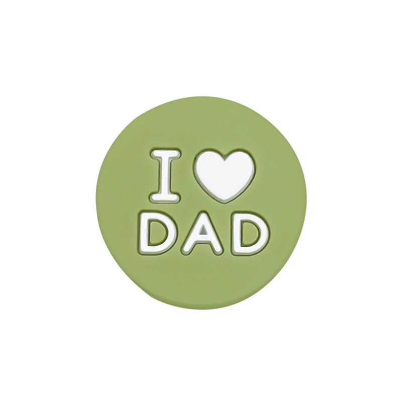 20pcs Silicone Focal Beads I Love Dad Printed Text 9