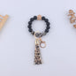 Leopard Print Silicone Bead Wristlet Keychain PU Tassel Charm 6