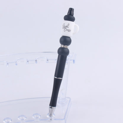 Black Cup Silicone Beaded Pens Handmade Novelty Pen Gift 8