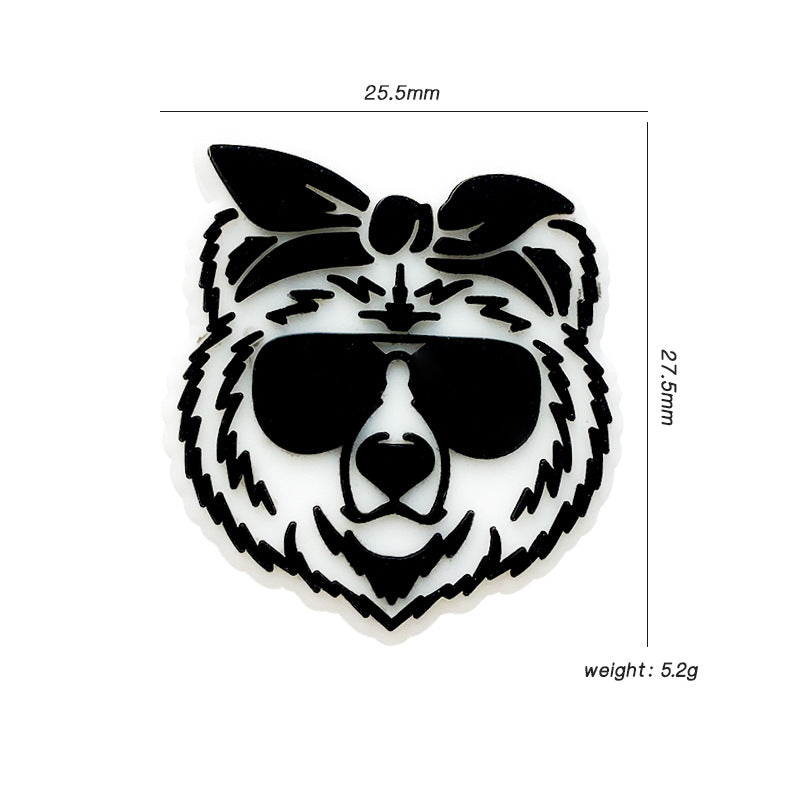 20pcs Silicone Focal Beads Tiger Head Wearing Sunglasses