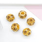 50pcs 8mm Metal Hollow Rhinestone Spacer Beads Silver and Gold 15