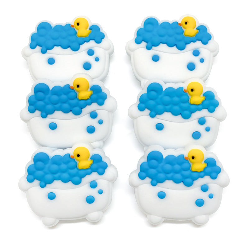 20Pcs Silicone Focal Beads Bath Tub with Blue Foam and Duck 3