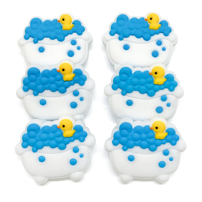 20Pcs Silicone Focal Beads Bath Tub with Blue Foam and Duck 3