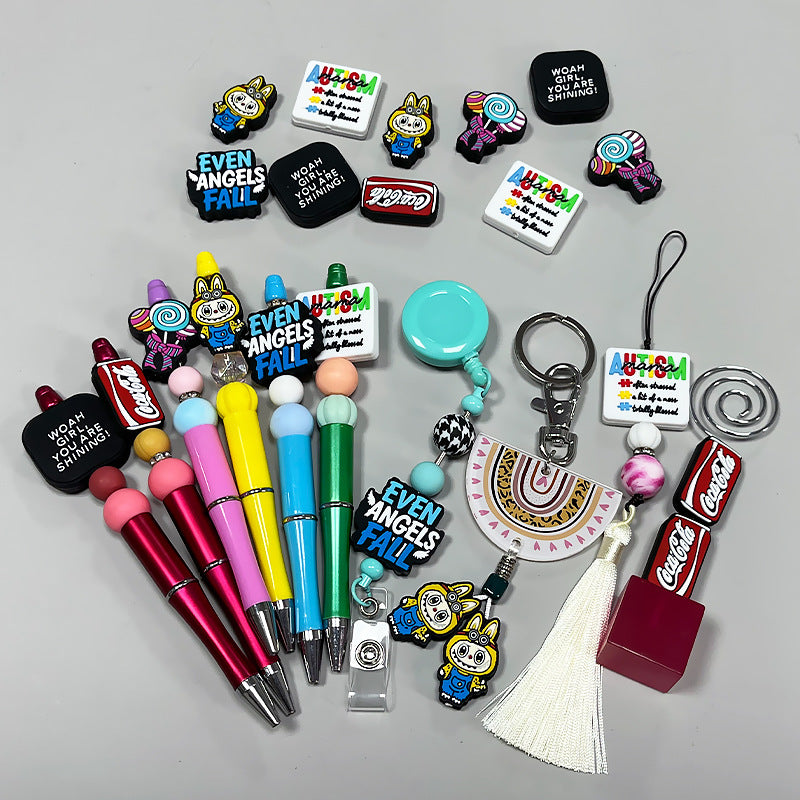 20Pcs Silicone Focal Beads Cartoon Rap Cloth Soda Can Design 2