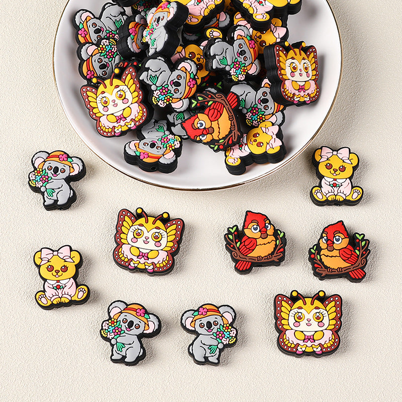 Silicone Focal Beads Cute Cardinals Butterfly Koala and Bear Group 3