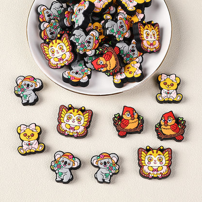 Silicone Focal Beads Cute Cardinals Butterfly Koala and Bear Group 3