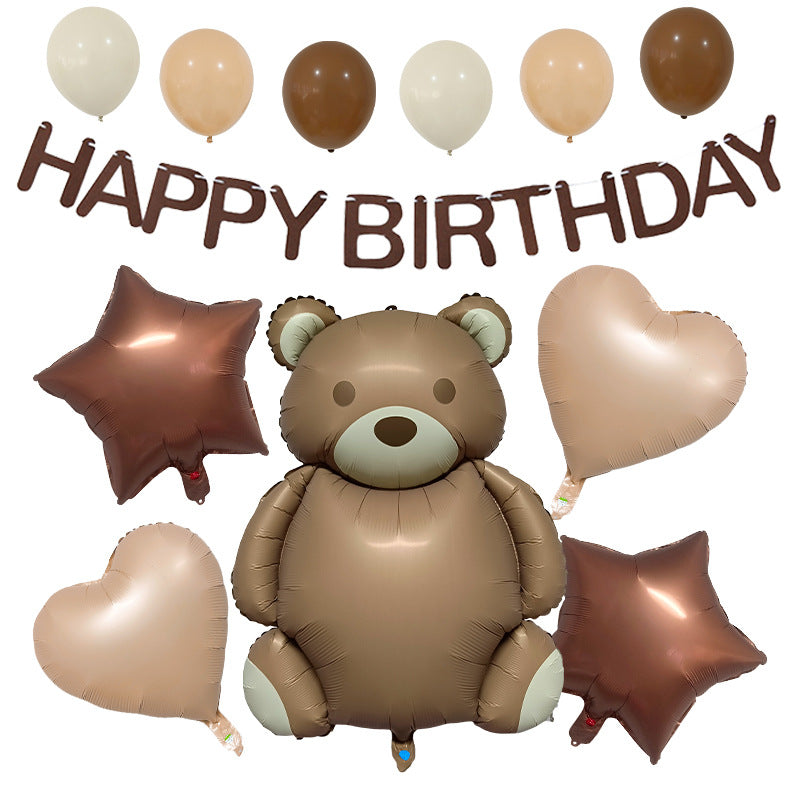 Bear Shaped Foil Balloon Set Birthday Party Decoration 1Set