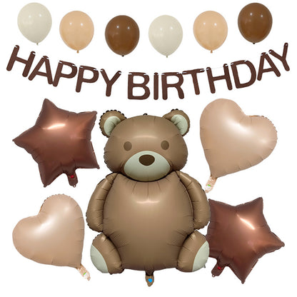 Bear Shaped Foil Balloon Set Birthday Party Decoration 1Set