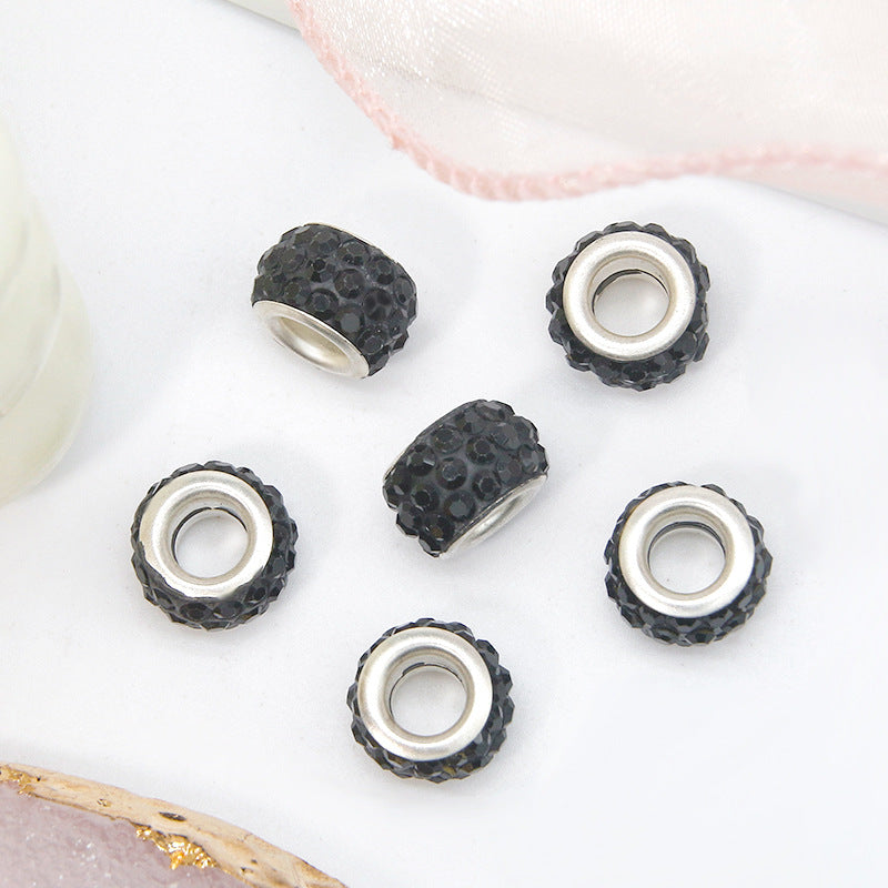 50pcs 12mm 3-Row Large Hole Rhinestone Spacer Beads DIY Jewelry Making 14