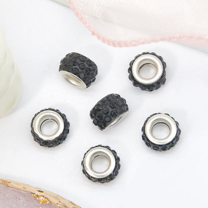 50pcs 12mm 3-Row Large Hole Rhinestone Spacer Beads DIY Jewelry Making 14