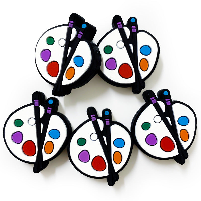 20Pcs Silicone Focal Beads Drawing Board With Paintbrushes 3