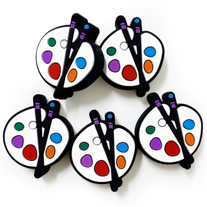 20Pcs Silicone Focal Beads Drawing Board With Paintbrushes 3