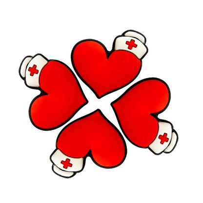 20pcs Silicone Focal Beads Nurse Hat Red Heart Design 2