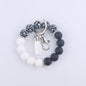 Leopard Print Tassel Silicone Bead Wristlet Keychain Charm 10