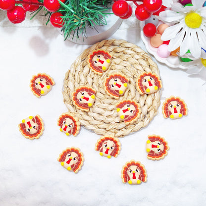 20Pcs Silicone 3D Focal Beads Cute Turkey Front Facing 2