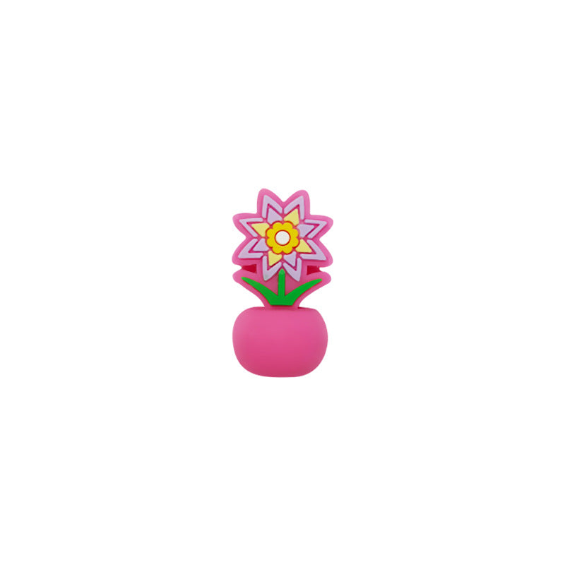 20Pcs Silicone 3D Focal Beads Colorful Potted Plant Flower Design 12