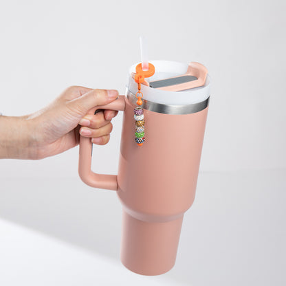 Beadable Tumbler Straw Holder Silicone DIY Accessory with Keychain Bar 3