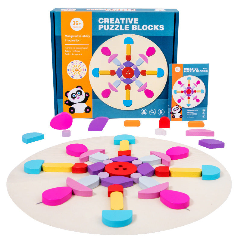 Wooden Three-Dimensional Puzzle Building Blocks Montessori Toy 6