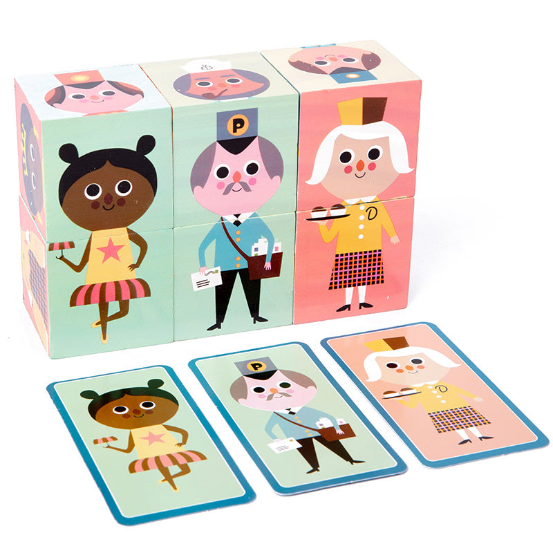 Wooden Character Puzzle Blocks Montessori Toys for Kids 3