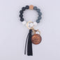 MAMA Tag Silicone Bead Wristlet Keychain with Tassel Charm 14