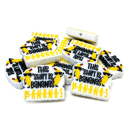 20Pcs Silicone Focal Beads Cool Banana Text Print Design 4