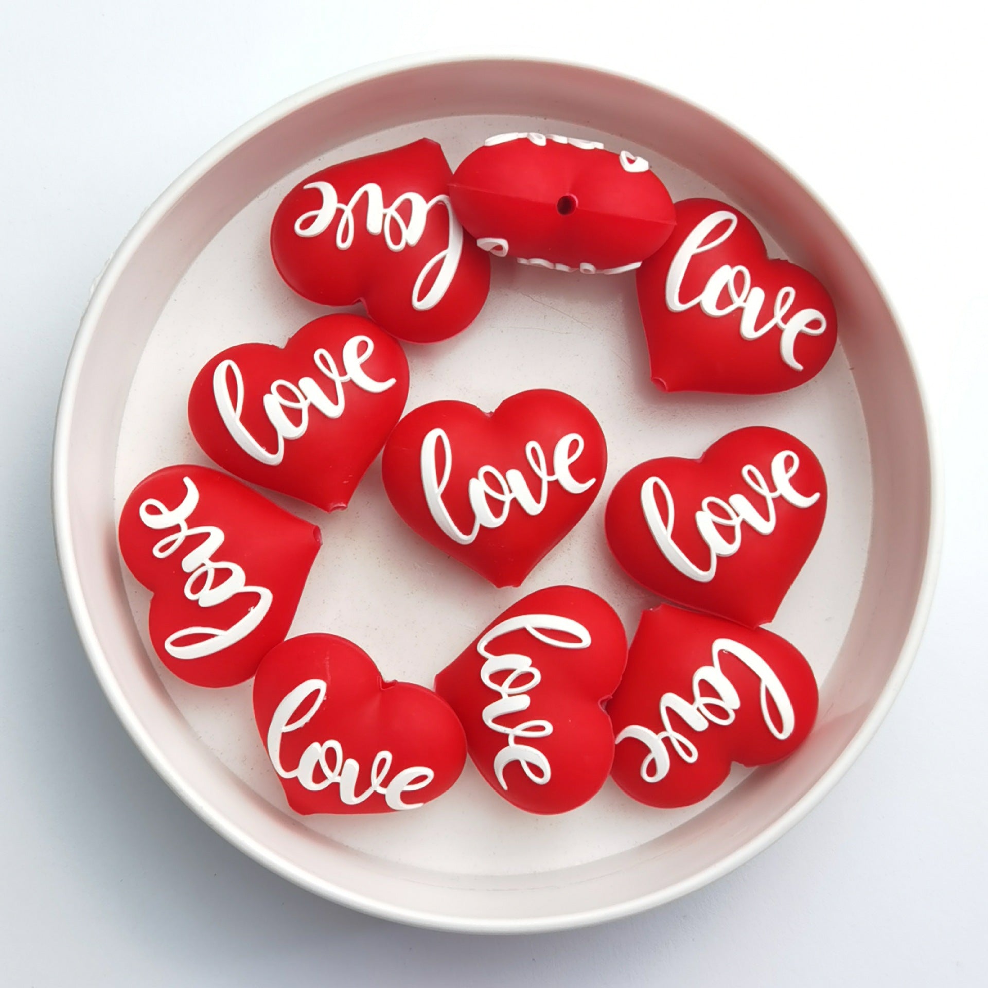 20Pcs Silicone 3D Focal Beads Valentine'S Day Red Love Front Facing 4