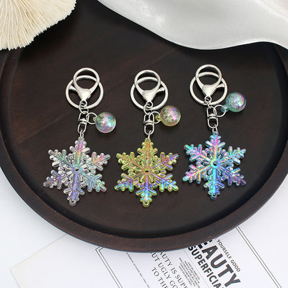 Creative Snowflake Acrylic Keychain Iridescent Charm