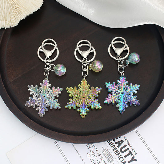 Creative Snowflake Acrylic Keychain Iridescent Charm