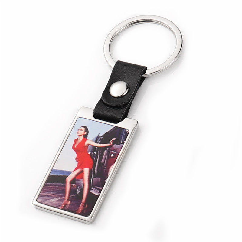 Blank Photo Frame Leather Keychain Zinc Alloy Material 3