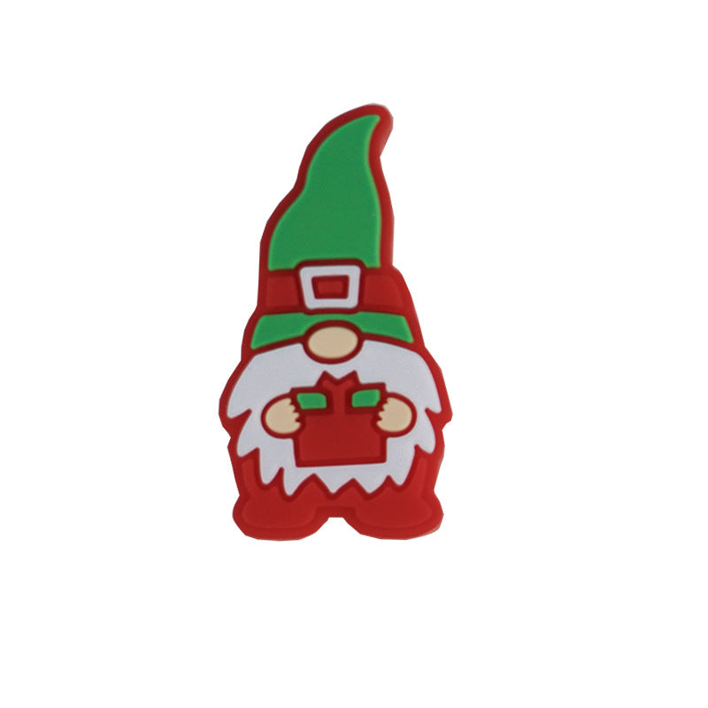 20pcs Silicone Focal Beads Christmas Hat With Printed Red Star 11
