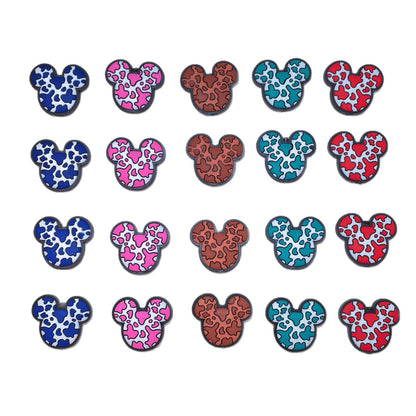 20Pcs Silicone Focal Beads Round Ear Mouse Character with Multi-Color Spots 5