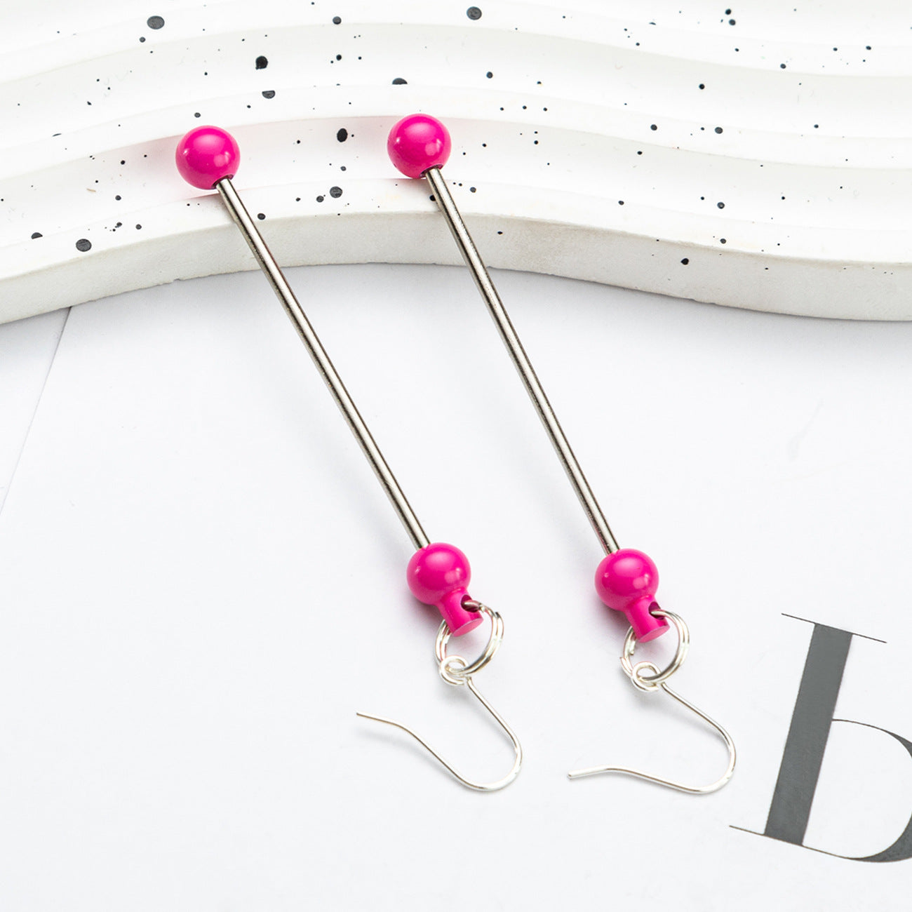 Beadable Earrings Metal DIY 7.8cm Length Craft Supplies 4