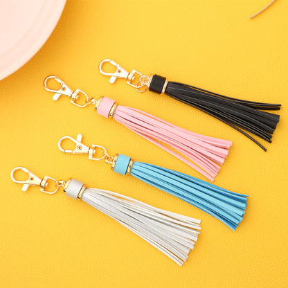 PU Leather Tassel Keychain with Buckle Charm for Women 3